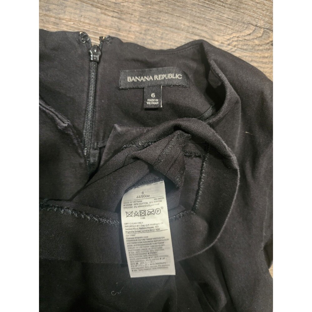 Banana Republic Black Denim Dress Size 6 Cotton Blend Back Zip - Picture 4 of 7